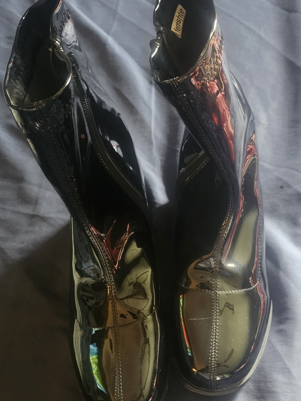 Patent Leather Black Ankle Boots - Women's
